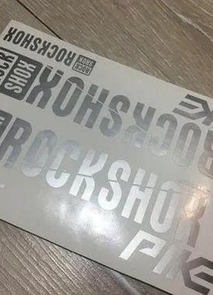 Серебристый металлик без фона наклейки на вилку перья рокшок рок шок rock shox велосипеда пайк pike качественные серые
