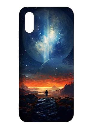 Матовый черный чехол на xiaomi redmi 9a космос (принт 247)