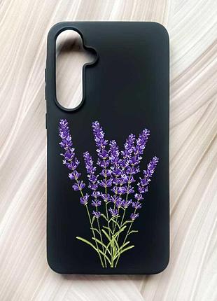 Матовий чорний чохол на samsung galaxy a55 (a556) лаванда (принт 28)