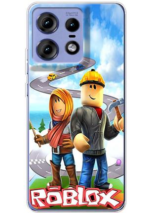 Чехол силиконовый с картинкой на motorola edge 50 pro (роблокс, roblox)