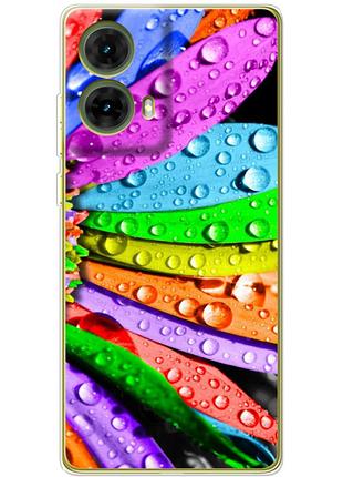 Чехол силиконовый с картинкой на motorola g85 (цветные листья)