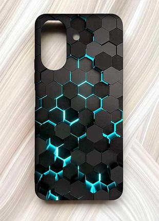 Матовый черный чехол на xiaomi redmi 13c / poco c65 соты 3d (принт 357)