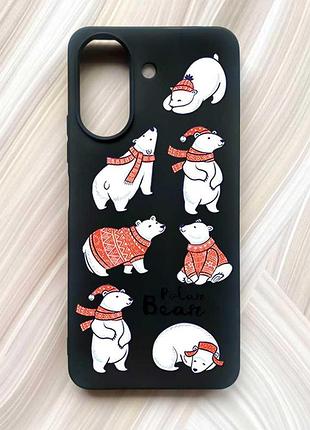 Матовий чорний чохол на xiaomi redmi 13c / poco c65 ведмедики (принт 145)