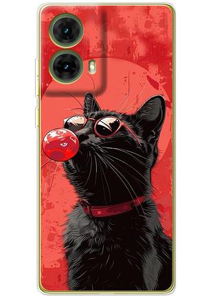 Чехол силиконовый с картинкой на motorola g85 (стильный котик)