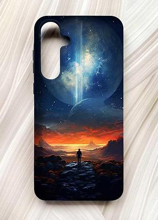 Матовый чехол с черными боками на samsung galaxy a55 (a556) космос (принт 247)