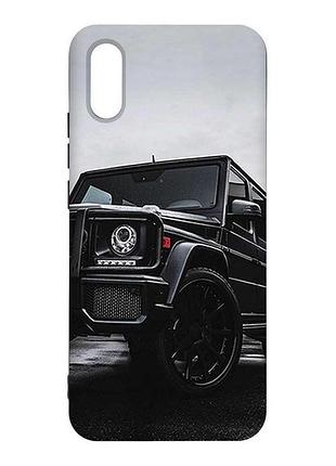 Матовый черный чехол на xiaomi redmi 9a авто чёрное (принт 234)