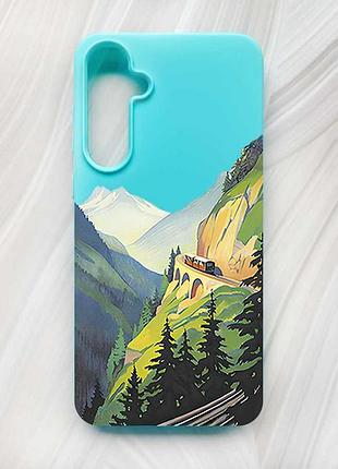 Матовий бірюзовий чохол на samsung galaxy a55 (a556) пейзаж. гори (принт 87)