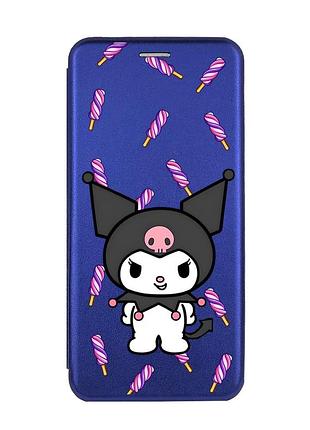 Чехол-книжка синий с рисунком на samsung galaxy a14 5g куроми (принт 390)