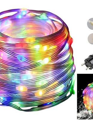 Улична светодиодная гирлянда лента 200 led rgb большие капли 20 метров белый 8 режимов