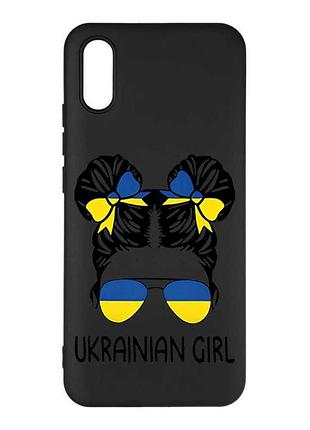 Матовый черный чехол на xiaomi redmi 9a украинская девушка (принт 113)