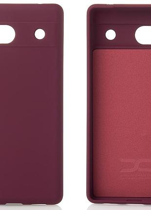 Матовий силіконовий чохол марсала з мікрофіброю на google pixel 7a бордовий