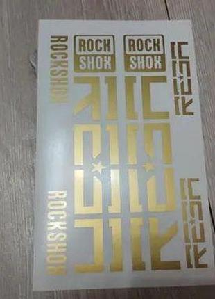 Золотой металлик без фона наклейки на вилку перья рокшок рок шок rock shox велосипеда реба reba с квадратами