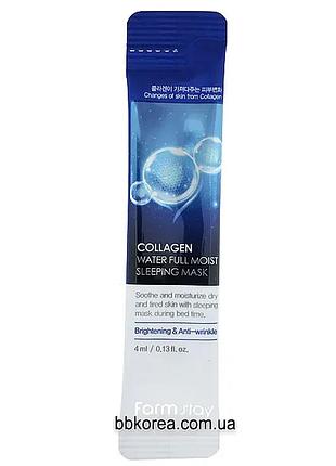 Ночная увлажняющая маска с коллагеном пробник farmstay collagen water full moist sleeping mask