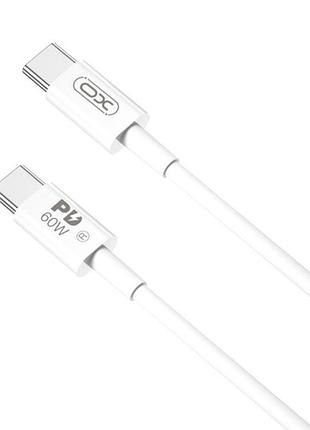 Кабель xo nb-q190b type-c - type-c pd60w (3a) 2м для быстрой зарядки и передачи данных white
