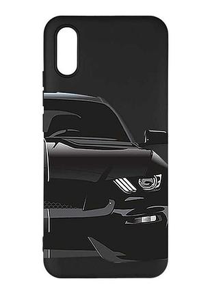 Матовый черный чехол на xiaomi redmi 9a авто чёрное (принт 232)