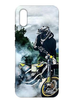 Матовый черный чехол на xiaomi redmi 9a мото драйв (принт 68)