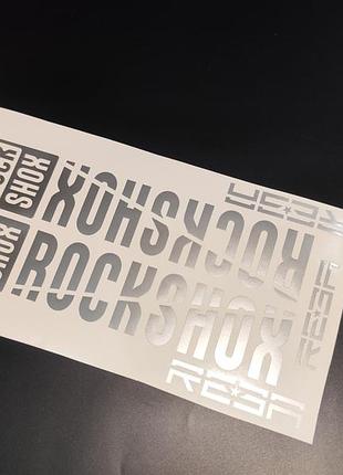 Серебристый металлик без фона наклейки на вилку перья рокшок рок шок rock shox велосипеда реба reba с квадратами