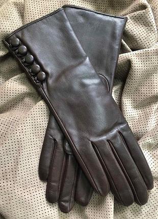 Перчатки женские на шерстяной подкладке с кожи козы. коричневые 7,5"/20 см
