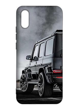 Матовый черный чехол на xiaomi redmi 9a авто чёрное (принт 235)
