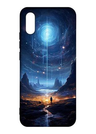 Матовый черный чехол на xiaomi redmi 9a космос (принт 244)