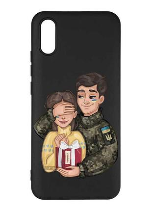 Матовий чорний чохол на xiaomi redmi 9a подарунок перемога (принт 177)