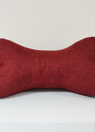 Подушка декоративна кістка (бордовий, мікро-рогожка/холофайбер, 40×20 см)
