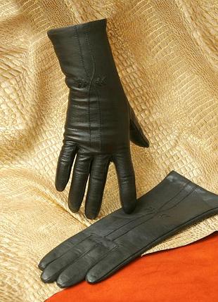 Перчатки женские на шерстяной подкладке с кожи козы. коричневые 6.5"/18 см