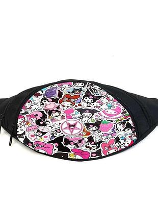 Поясная сумка бананка хеллоу китти куроми (gb kuromi hello kitty 09) gear bag черная