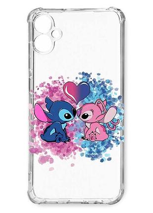 Чехол с утолщёнными углами на samsung galaxy a06 (a065) стич и ангел (принт 391)