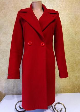 Кашемірове пальто, червоне базове пальто з кашеміру, двобортне демісезонне пальто, якісне...