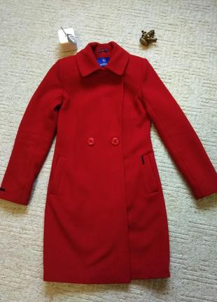Кашемірове пальто, червоне базове пальто з кашеміру, двобортне демісезонне пальто, якісне...
