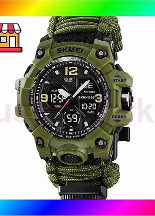 Bs часы skmei army best mix green водонепроницаемые спортивные мужские кварцевые с будильником и секун bas77/n