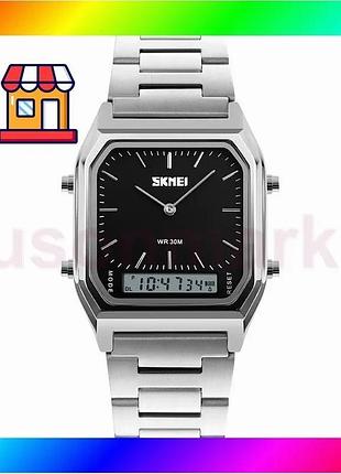 Bs годинник skmei кварцовий best mix silver-black для жінок з будильником і секундоміром стильний нару bas77/n