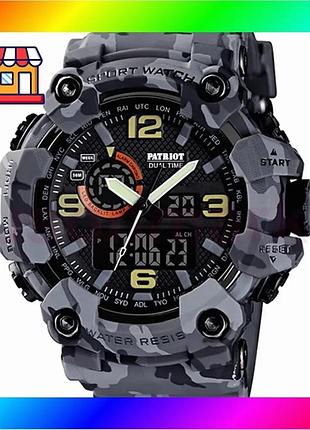 Bs наручний годинник patriot best mix camo gray спортивний армійський кварцовий годинник з будильником bas77/n