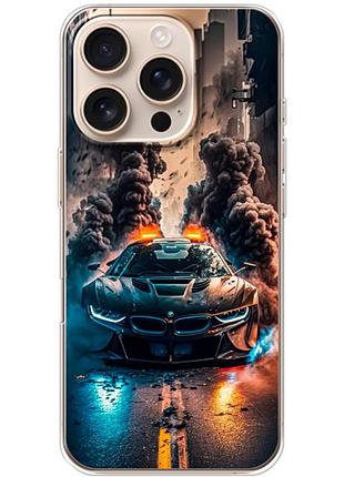 Чехол силиконовый с картинкой на iphone 16 pro (машина bmw i8)