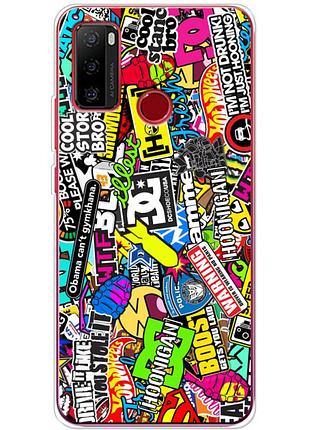 Чехол силиконовый с картинкой на ulefone note 10 (цветные наклейки)