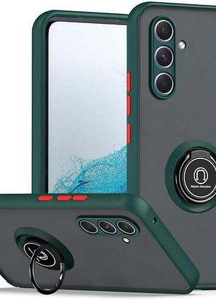 Чехол fiji colorframe для samsung galaxy a55 5g (a556) матовый бампер с кольцом подставкой green