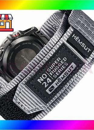 Bs ремешок для часов best mix hemsut нейлоновый серый 20 мм для garmin унисекс застежка на липучке рем bas77/n