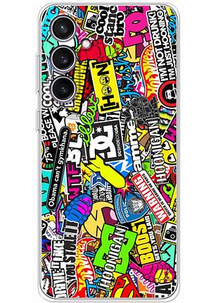 Чехол силиконовый с картинкой на samsung galaxy s24 fe (s721) (цветные наклейки)