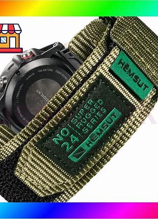 Bs ремешок для часов best mix hemsut нейлоновый зеленый 20 мм для garmin унисекс крепление липучка bas77/n