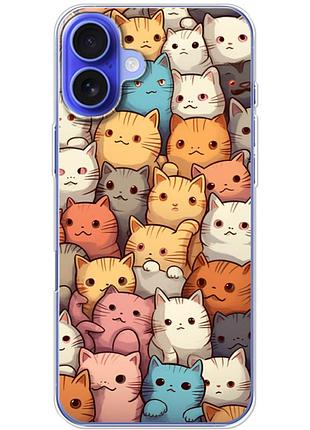 Чехол силиконовый с картинкой на iphone 16 plus (котики)