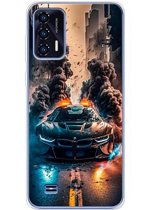 Чехол силиконовый с картинкой на oukitel c31 (машина bmw i8)