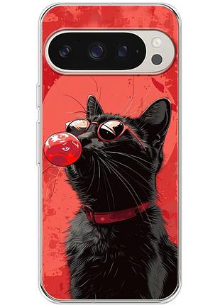 Чехол силиконовый с картинкой на google pixel 9 pro (стильный котик)