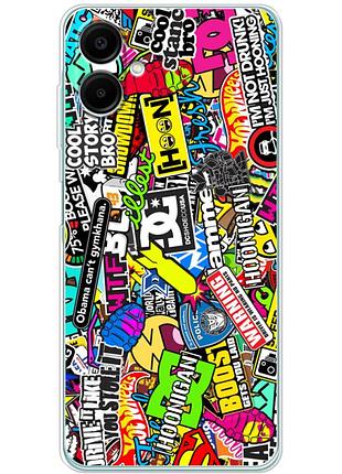 Чехол силиконовый с картинкой на samsung galaxy a06 (a065) (цветные наклейки)
