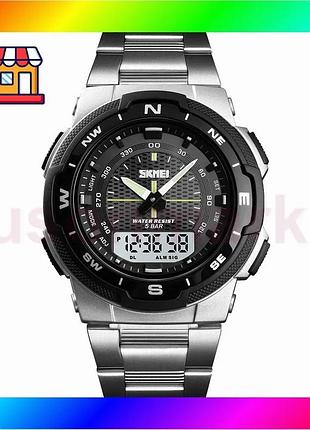 Bs часы skmei серебристые best mix спортивные кварцевые для мужчин с будильником и секундомером bas77/n