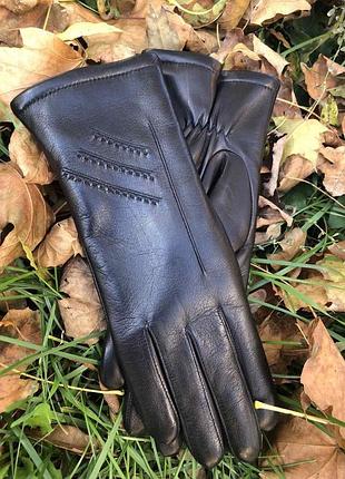 Перчатки женские кожаные с натуральным мехом кролика. в наличии 7,5"/20 см