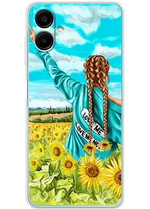 Чехол силиконовый с картинкой на samsung galaxy a06 (a065) (патриотический, девушка украинка)