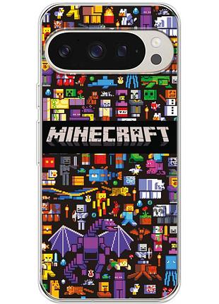 Чехол силиконовый с картинкой на google pixel 9 pro (майнкрафт, minecraft)