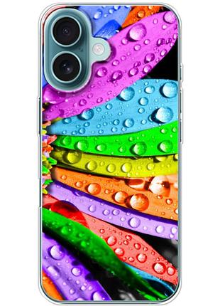 Чехол силиконовый с картинкой на iphone 16 (цветные листья)