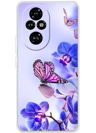 Чохол силіконовий з картинкою на huawei honor 200 pro (квітка, метелик на орхідеї)